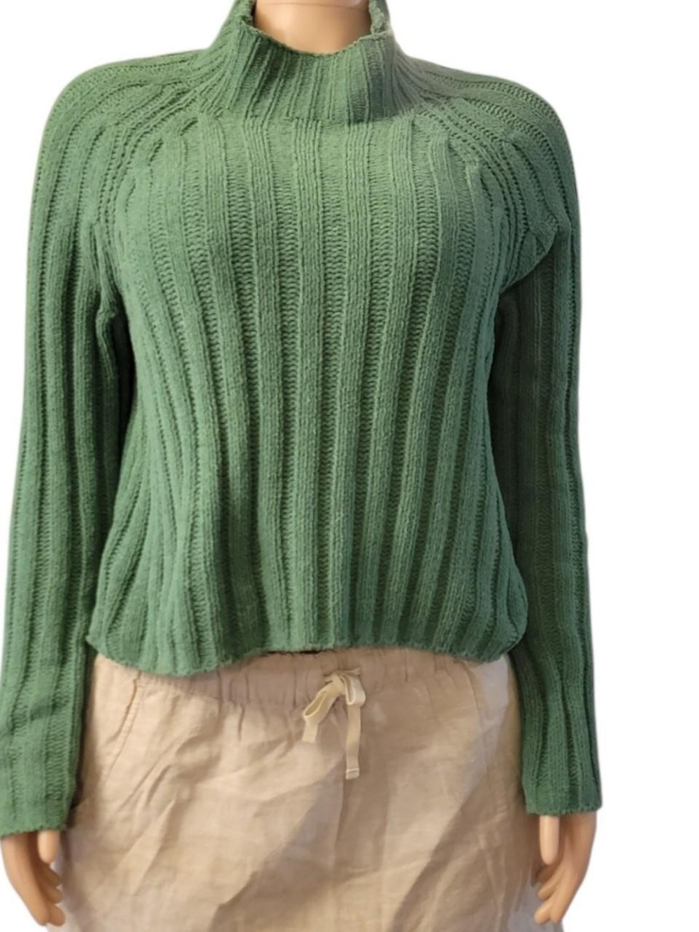 American Eagle Outfitters Sage Green Ribbed Mock Neck Sweater